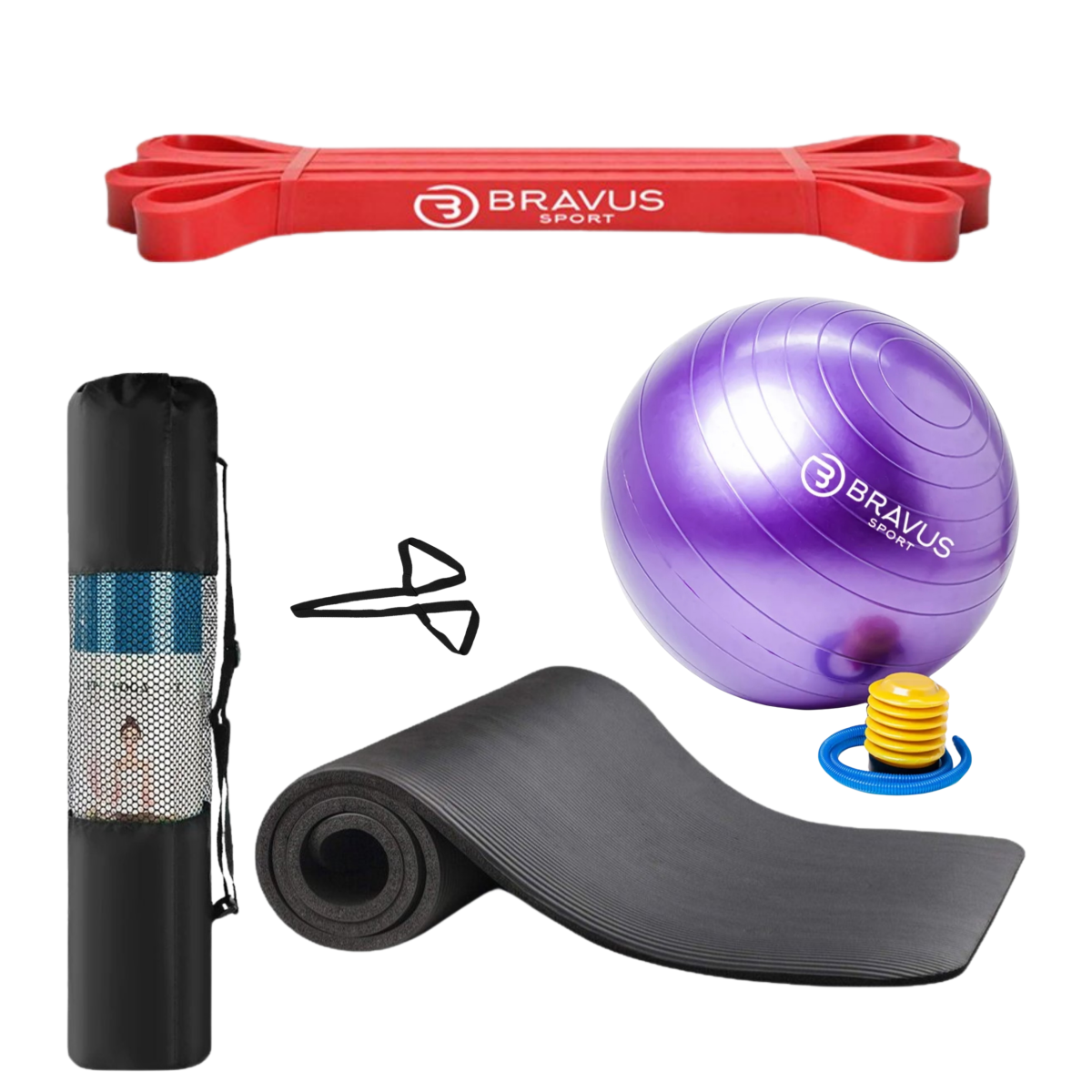 KIT SUPER BAND LEVE + TAPETE DE EXERCÍCIOS E BOLA SUÍÇA