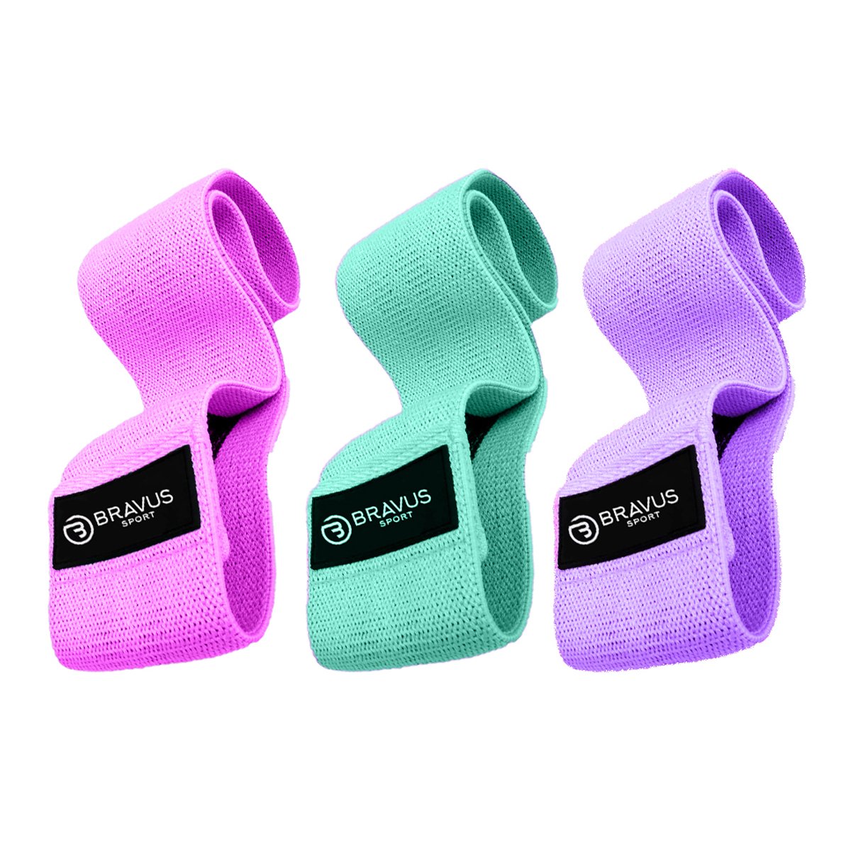 3 Hip Mini Bands Pro Forte, Super Forte e Super Extra Forte Elástico Extensor Bravus